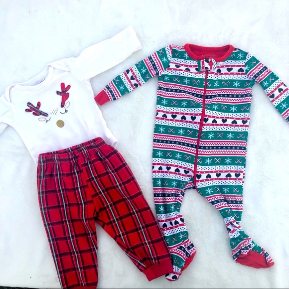 The Children's Place Other - Christmas Outfit Onesie Reindeer 6-9 mos. 3 Piece Set